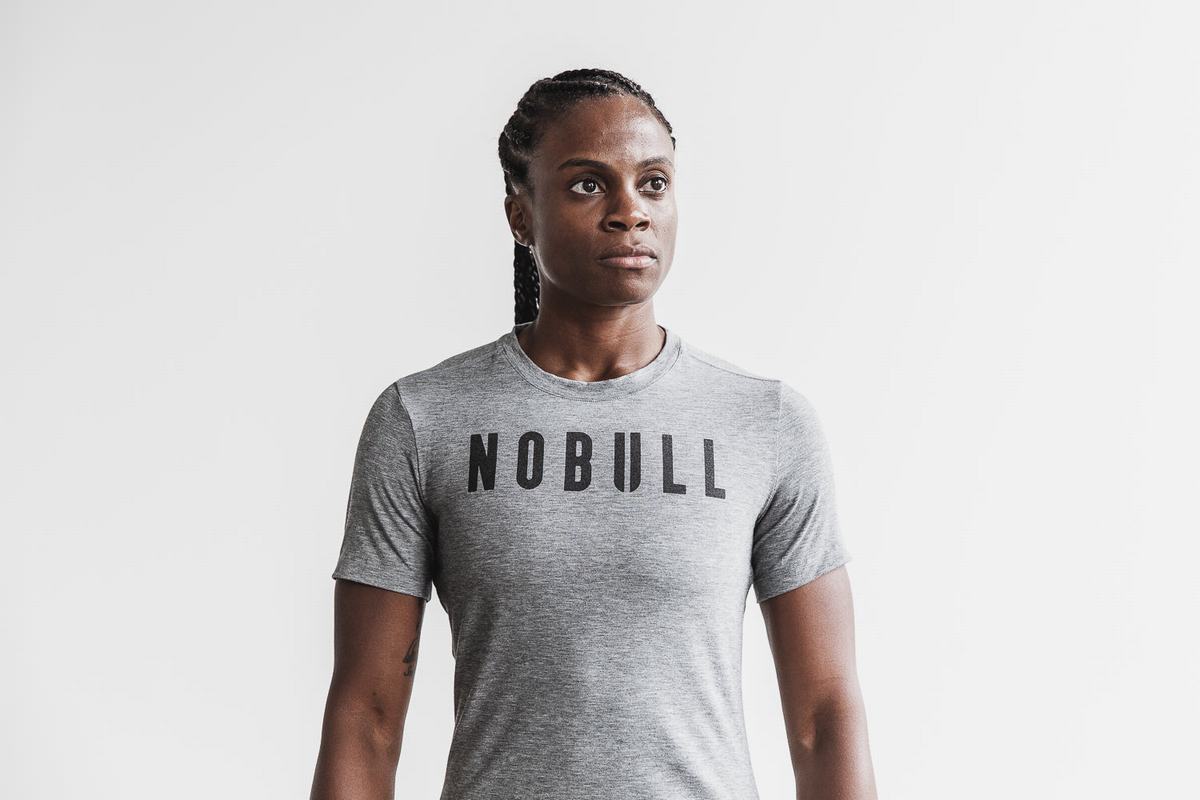 Nobull Women's T Shirts Grey | Australia (HI2846)